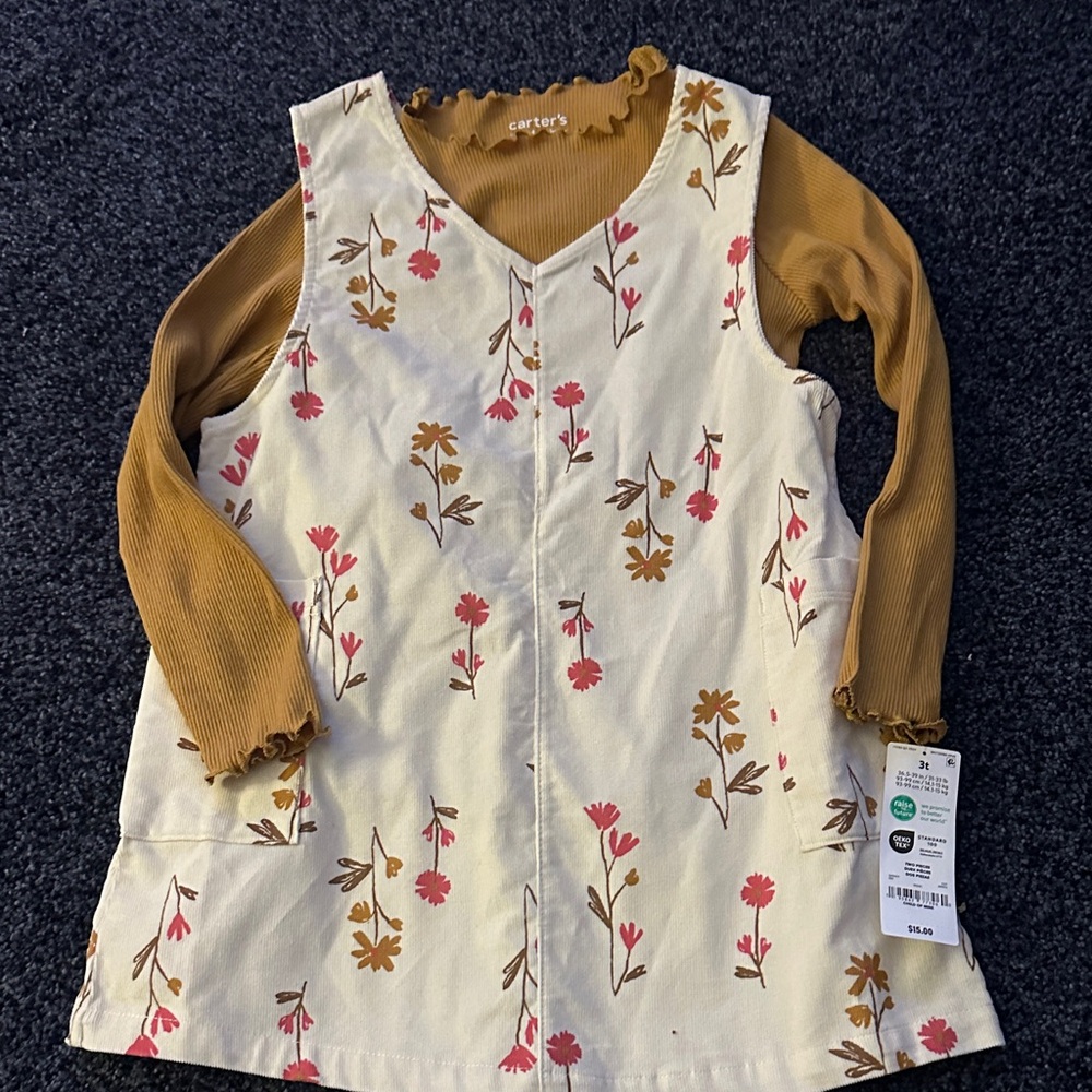 Carter's Cream Floral Dress with Mustard Top